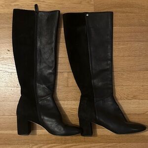 Cole Haan Black Knee High Block Heel Boots